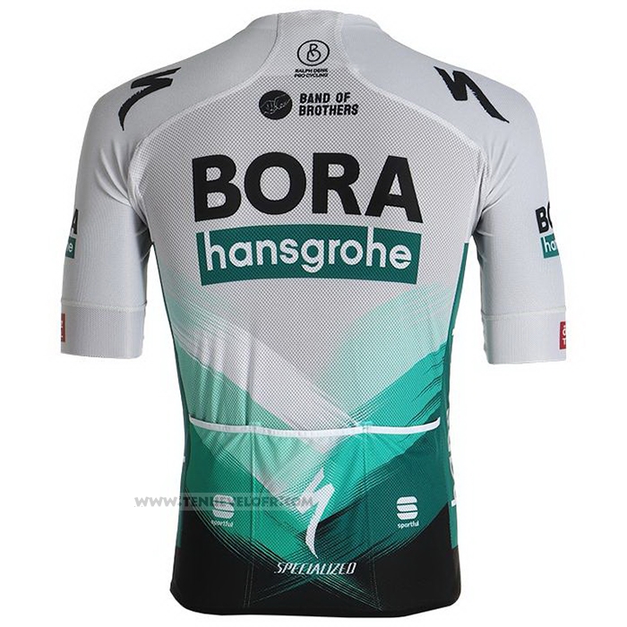 2021 Maillot Cyclisme Bora-hansgrone Blanc Verde Noir Manches Courtes et Cuissard
